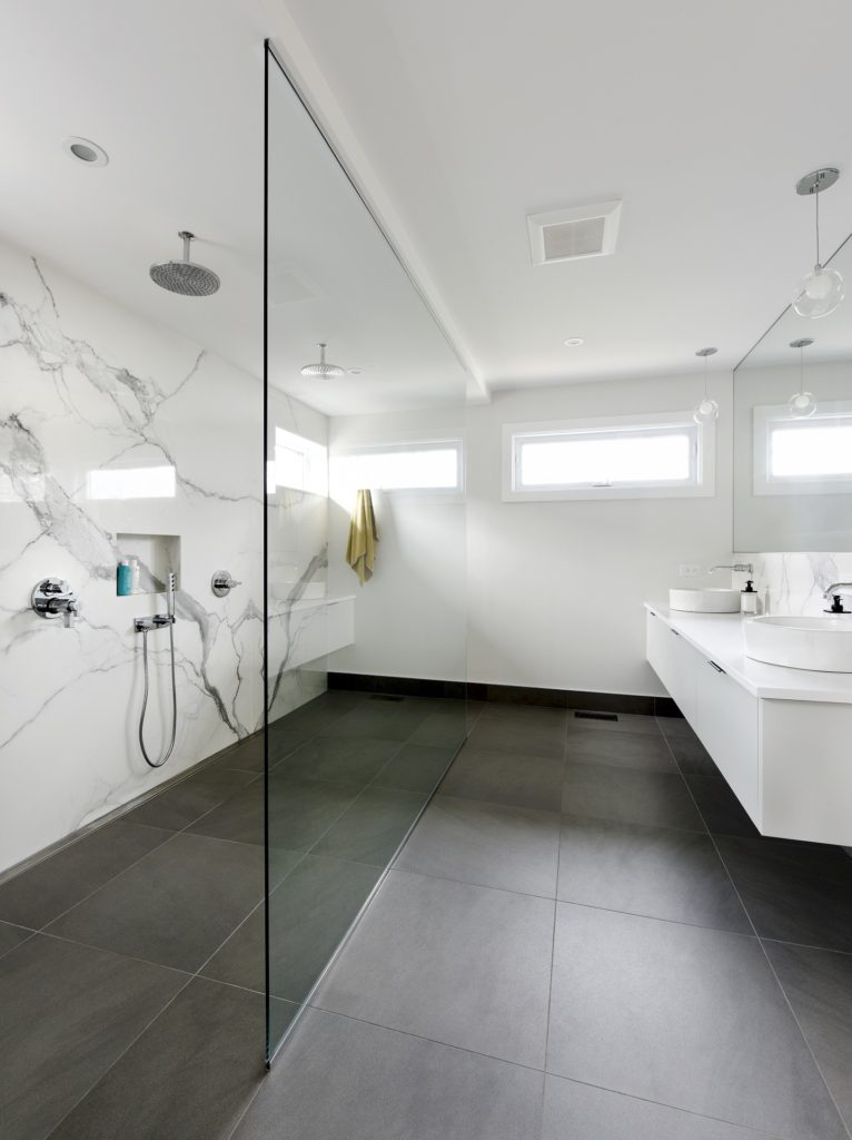 Bathroom With Grey Floor Tiles And White Walls | Floor Roma